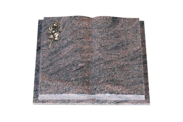 Grabbuch, Himalaya Granit, 50cm x 40cm x 10cm, inkl. kleiner Bronzerose