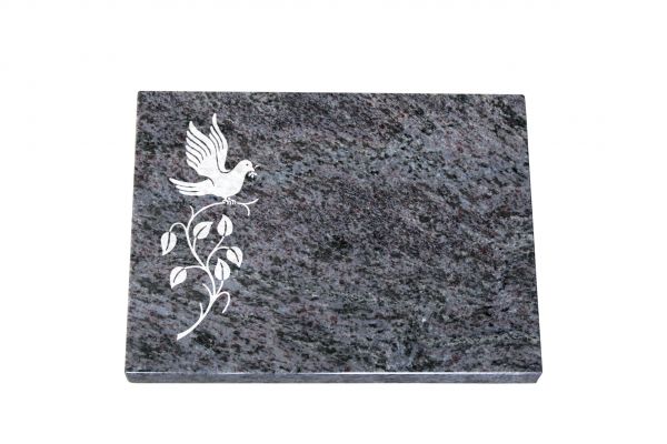 Liegeplatte, Orion Granit rechteckig 40cm x 30cm x 3cm, inkl. Vogel auf Ast