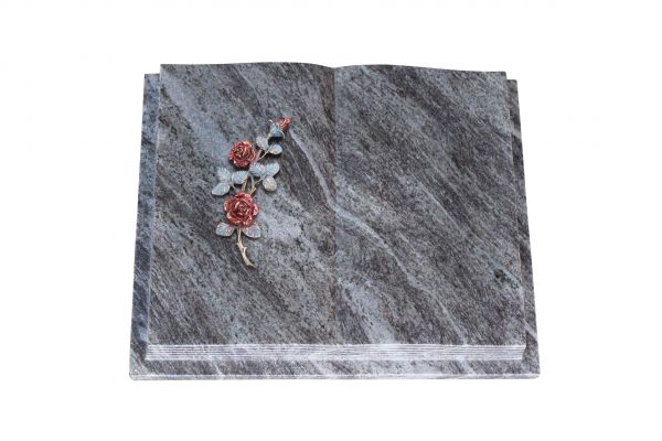 Grabbuch, Orion Granit, 50cm x 40cm x 10cm, inkl. roter Rose