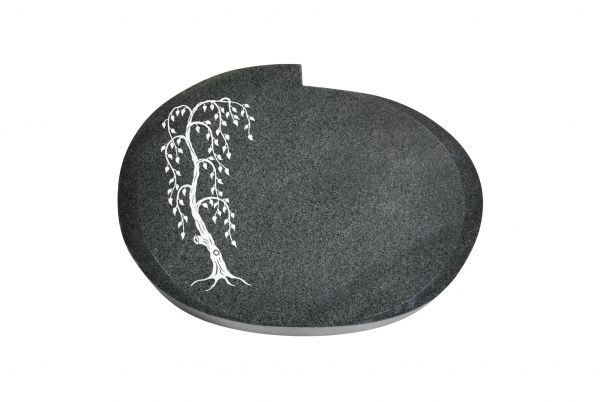 Liegestein Mozart, Padang Dark Granit, 40cm x 30cm x 8cm, inkl. Trauerweide