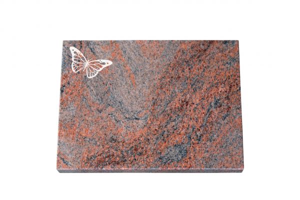 Liegeplatte, Multicolor Granit rechteckig 40cm x 30cm x 3cm, inkl. Schmetterling