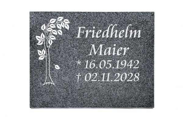 Liegeplatte, Padang Dark Granit rechteckig 40cm x 30cm x 3cm, inkl. schmalen Baum