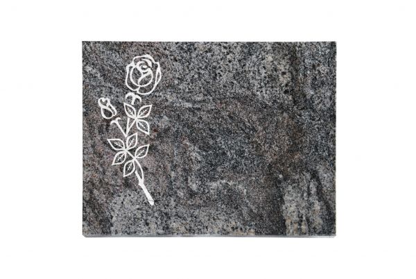 Liegeplatte, Paradiso Granit rechteckig 40cm x 30cm x 3cm, inkl. vertieft gestrahlter Rose