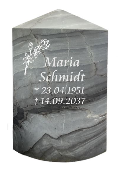Urnengrabstein, Grau Granit 55cm x 23cm x 23cm