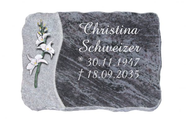 Liegeplatte, Orion Granit 40cm x 30cm x 4cm, inkl. Orchidee