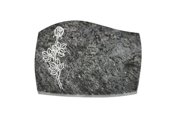Liegeplatte, Orion Granit mit Fasen 40cm x 30cm x 3cm, inkl. Rose vertieft gestrahlt