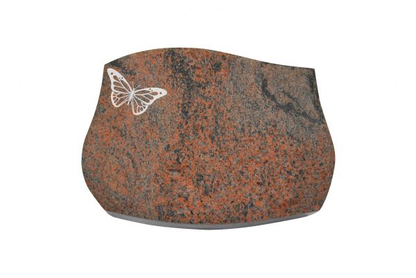 Liegestein Verdi, Multicolor Granit, 40cm x 30cm x 8cm, inkl. Schmetterling