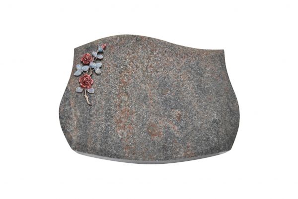 Liegestein Verdi, Himalaya Granit, 50cm x 40cm x 10cm, inkl. farbiger Bronzerose