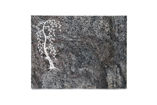 Liegeplatte, Paradiso Granit rechteckig 40cm x 30cm x 3cm, inkl. Trauerweide