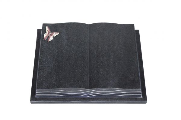 Grabbuch, Indien Black Granit, 50cm x 40cm x 10cm, inkl. Alu Schmetterling