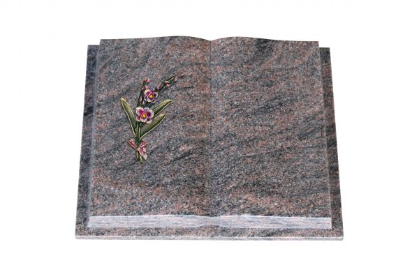Grabbuch, Himalaya Granit, 60cm x 45cm x 10cm, inkl. Orchidee aus Bronze