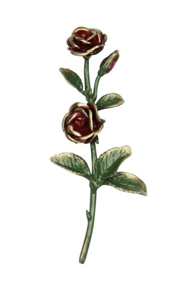 Bronzerose 15,5cm, Farbe rot/gold