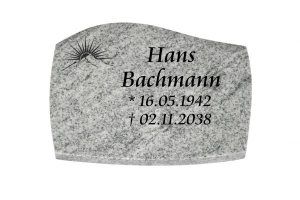 Liegeplatte, Viscount White Granit mit Fasen 40cm x 30cm x 3cm, inkl. Sonnenuntergang