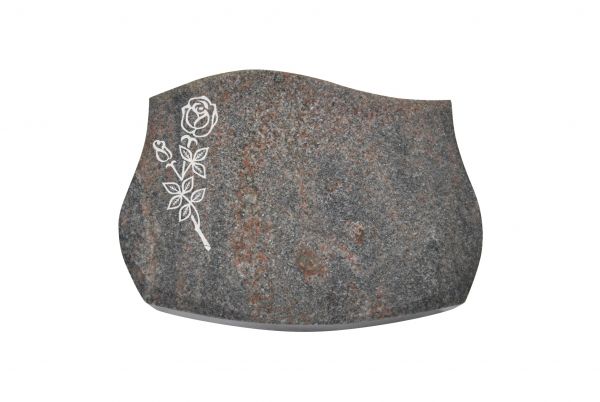 Liegestein Verdi, Himalaya Granit, 50cm x 40cm x 10cm, inkl. vertiefter Rose