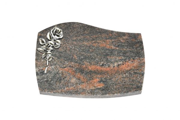 Liegeplatte, Himalaya Granit mit Fasen 30cm x 20cm x 4cm, inkl. kleiner Alurose