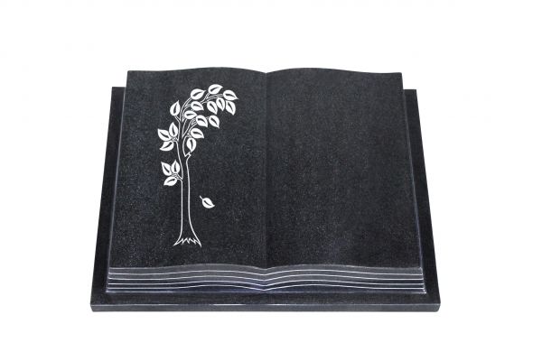 Grabbuch, Indien Black Granit, 40cm x 30cm x 8cm, inkl. filigranen Baum