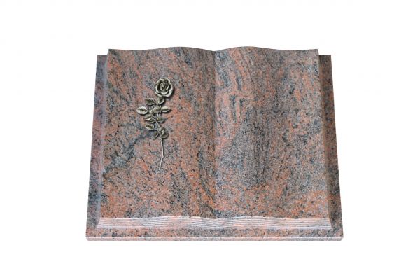 Grabbuch, Multicolor Granit, 60cm x 45cm x 10cm, inkl. Alurose mit Blättern