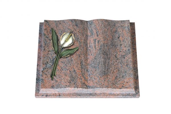 Grabbuch, Multicolor Granit, 40cm x 30cm x 8cm, inkl. Calla aus Bronze