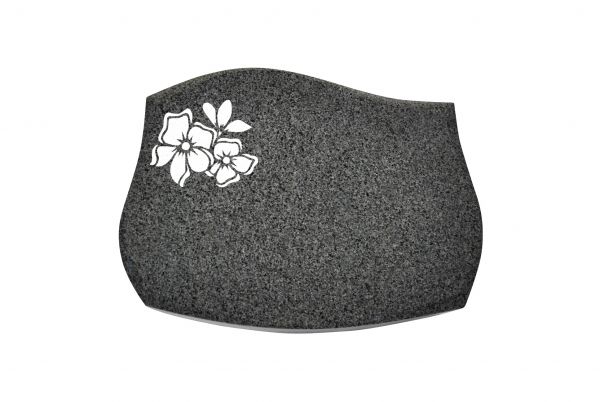Liegestein Verdi, Padang Dark Granit, 50cm x 40cm x 10cm, inkl. Blume mit 2 Blüten