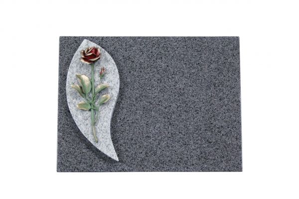 Liegestein, Viscont White und Padang Dark Granit, 40cm x 30cm x 3cm, inkl. roten Rose