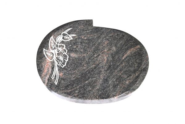 Liegestein Mozart, Himalaya Granit, 40cm x 30cm x 8cm, inkl. Orchidee