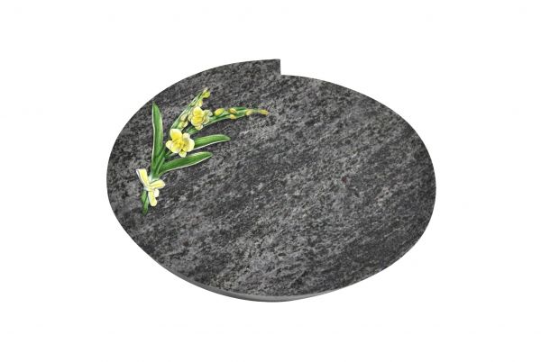 Liegestein Mozart, Orion Granit, 50cm x 40cm x 10cm, inkl. Orchidee aus Alu