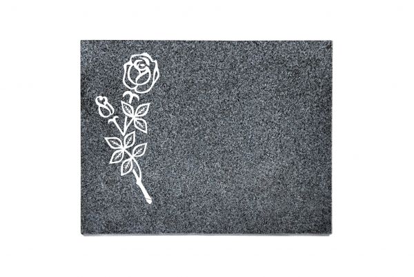 Liegeplatte, Padang Dark Granit rechteckig 40cm x 30cm x 3cm, inkl. gestrahlter Rose