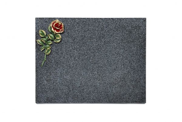 Liegeplatte, Padang Granit rechteckig 40cm x 30cm x 3cm, inkl. farbiger Rose