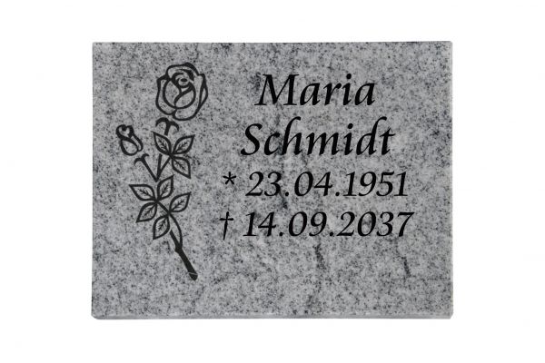 Liegeplatte, Viscount White Granit 40cm x 30cm x 3cm, inkl. vertiefter Rose