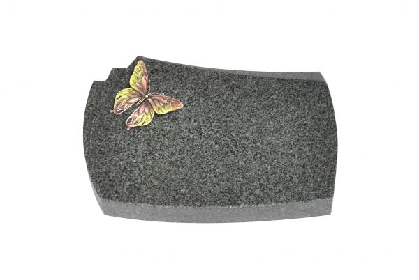 Liegeplatte, Padang Dark Granit mit Fächer 30cm x 20cm x 4cm, inkl. farbigem Schmetterling