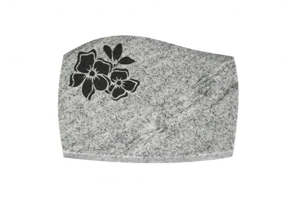Liegeplatte, Viscount White Granit mit Fasen 40cm x 30cm x 3cm, inkl. Blüten