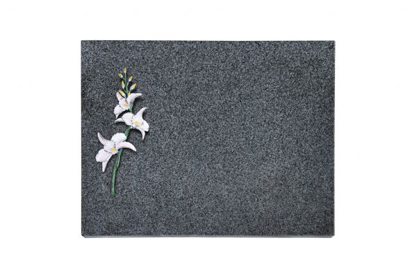 Liegeplatte, Padang Dark Granit rechteckig 40cm x 30cm x 3cm, inkl. Lilie