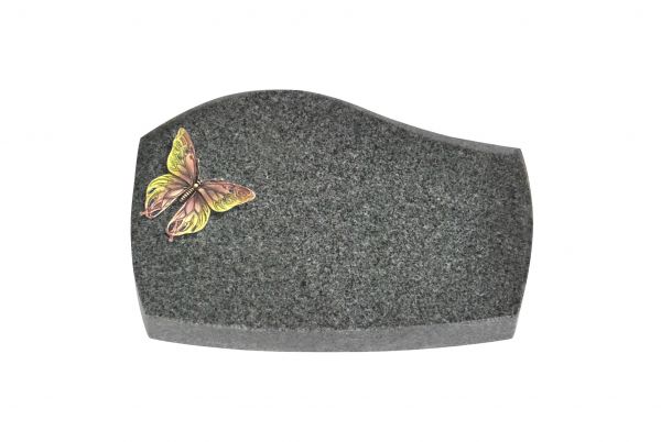 Liegeplatte, Padang Dark Granit mit Fasen 30cm x 20cm x 4cm, inkl. farbigem Schmetterling