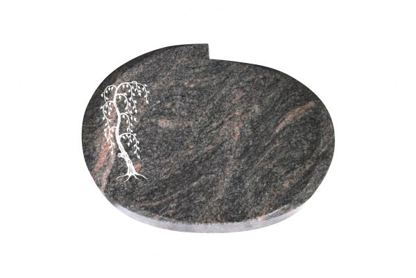 Liegestein Mozart, Himalaya Granit, 50cm x 40cm x 10cm, inkl. Trauerweide
