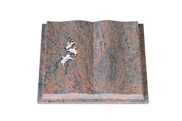 Grabbuch, Multicolor Granit, 50cm x 40cm x 10cm, inkl. Lilie