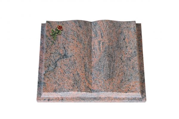 Grabbuch, Multicolor Granit, 50cm x 40cm x 10cm, inkl. kleiner farbigen Blüte