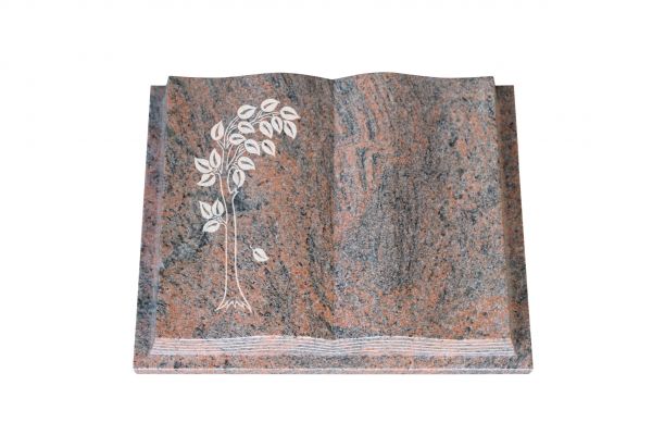 Grabbuch, Multicolor Granit, 40cm x 30cm x 8cm, inkl. filigranen Baum