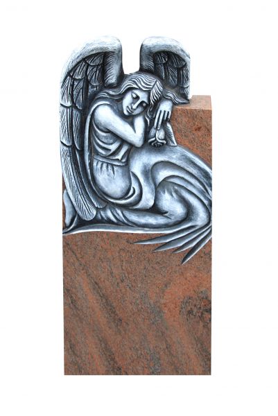 Urnengrabstein, Multicolor Granit 90cm x 40cm x 14cm, inkl. Engel