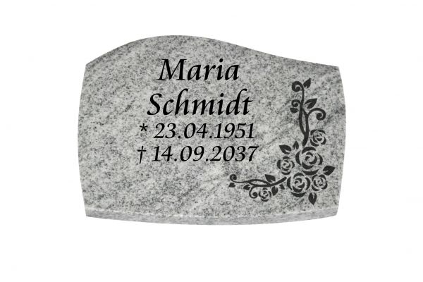 Liegeplatte, Viscount White Granit mit Fasen 40cm x 30cm x 3cm, inkl. Eckrose