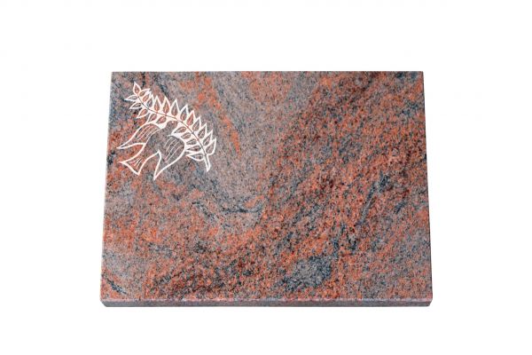 Liegeplatte, Multicolor Granit rechteckig 40cm x 30cm x 3cm, inkl. Taube