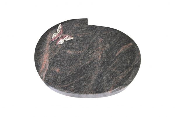 Liegestein Mozart, Himalaya Granit, 40cm x 30cm x 8cm, inkl. Alu Schmetterling