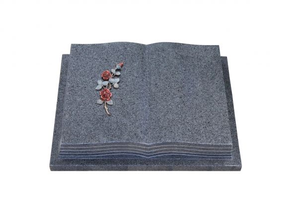 Grabbuch, Padang Dark Granit, 50cm x 40cm x 10cm, inkl. farbiger Rose