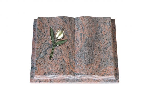 Grabbuch, Multicolor Granit, 50cm x 40cm x 10cm, inkl. Calla aus Bronze