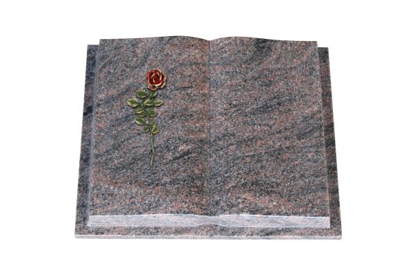 Grabbuch, Himalaya Granit, 60cm x 45cm x 10cm, inkl. roter Rose