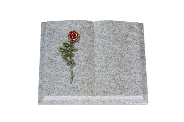 Grabbuch, Viscount White Granit, 45cm x 35cm x 8cm, inkl. roter Rose