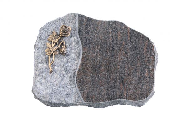 Liegestein Haydn, Himalaya Granit, 40cm x 30cm x 8cm, inkl. Knickrose aus Bronze