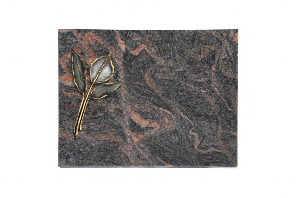 Liegeplatte, Himalaya Granit rechteckig 40cm x 30cm x 3cm, inkl. Calla aus Bronze