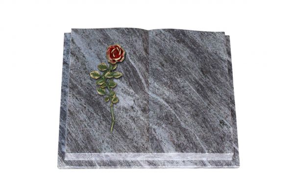 Grabbuch, Orion Granit, 45cm x 35cm x 8cm, inkl. roter Rose