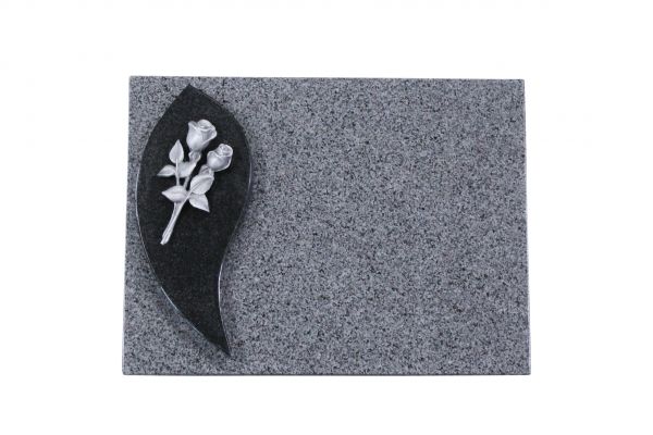 Liegestein, Indien Black und Padang Dark Granit 40cm x 30cm x 3cm, inkl. kleiner Alurose