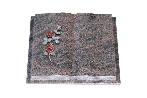 Grabbuch, Himalaya Granit, 45cm x 35cm x 8cm, inkl. farbiger Rose